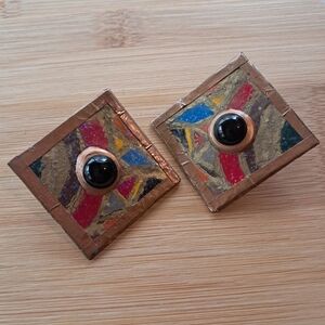 Colorful Abstract Square Earrings